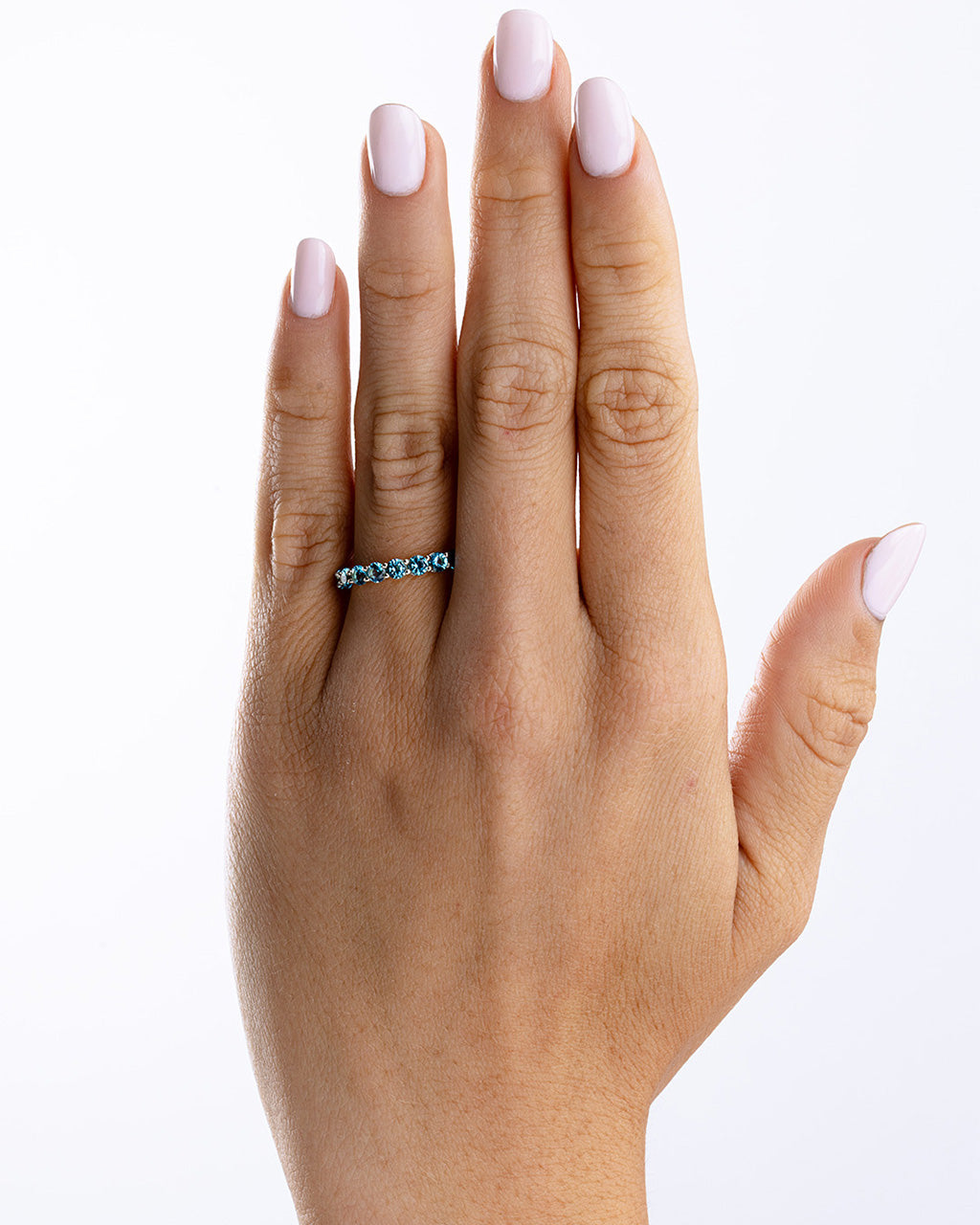 Sterling Silver Gracie Aquamarine CZ Eternity Ring