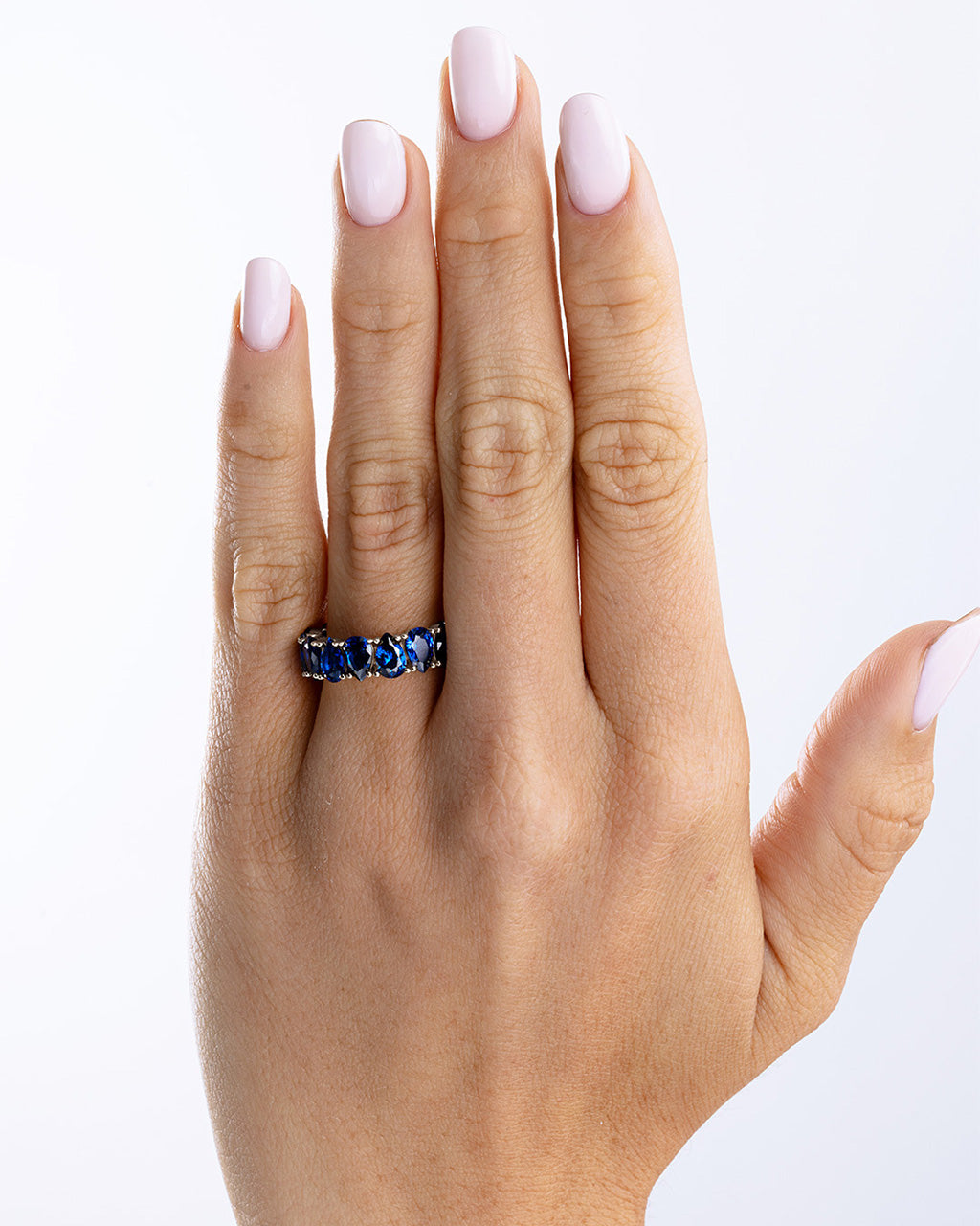 Sterling Silver Janis Sapphire CZ Eternity Band Ring