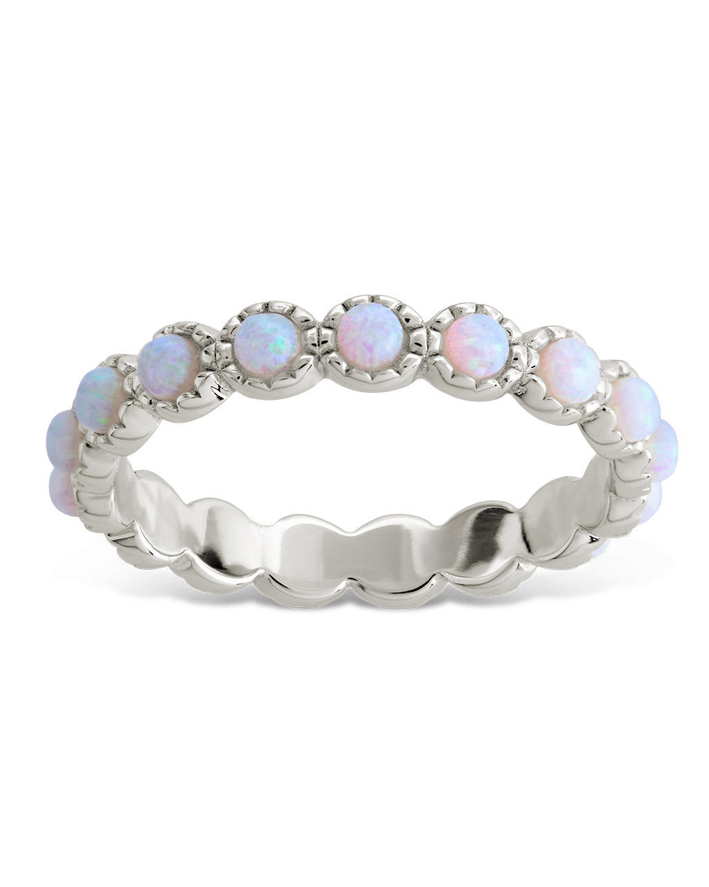 Sterling Silver White Opal Eternity Ring